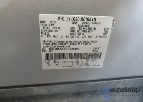 2016 Ford Explorer Police Interceptor from USA, damaged, VIN 1FM5K8ATXGGA20406